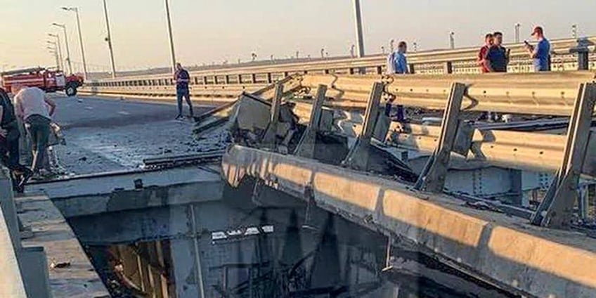 crimean bridge attack leaves two dead damages key russian supply line