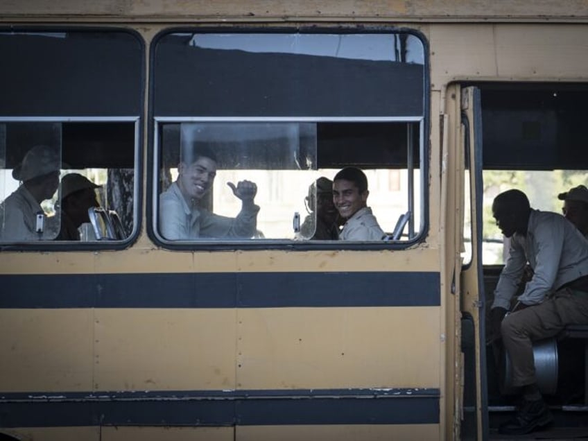 HAVANA, CUBA - FEBRUARY 9: Cuban soldiers are seen in a bus in Havana, capital city of Cub