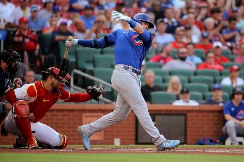 cubs happ hits cardinals catcher contreras in head with follow through then gets hit by pitch