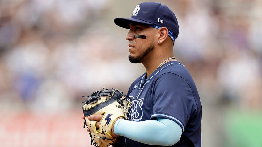 Isaac Paredes looks on field