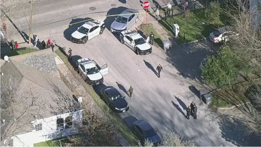 Aerial shot of the scene where a girl was shot dead