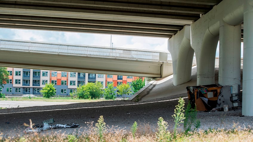 Homeless tent under a Dallas overpass