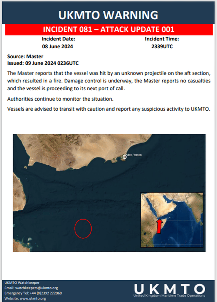 damage control underway cargo ship hit by missile in gulf of aden in suspected attack by houthi rebels