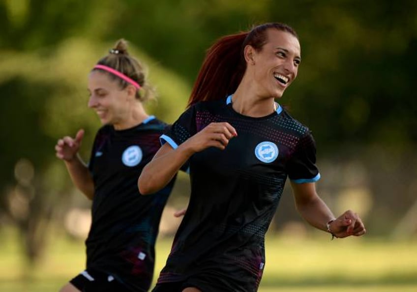 Argentine football player Mara Gomez trains with her first division women's football team, Villa San Carlos, in La Plata, Argentina, on February 14,...