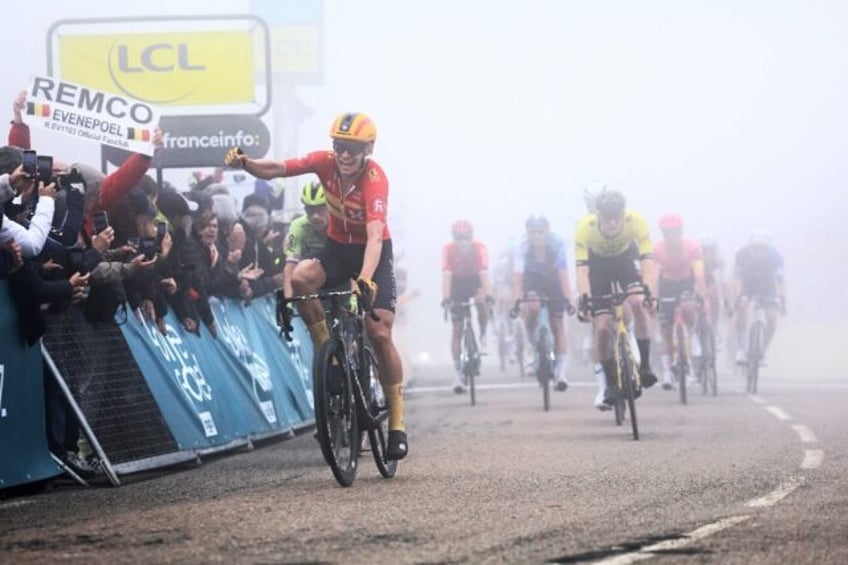 Magnus Cort Nielsen emerged from the fog to win the Criterium du Dauphine second stage at