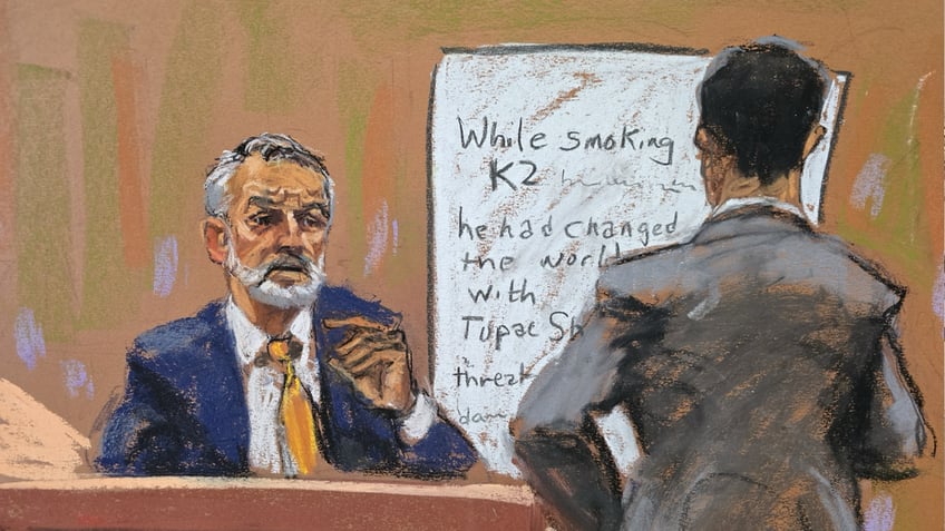 Dr Alexander bardey testifies during daniel penny trial in this courtroom sketch