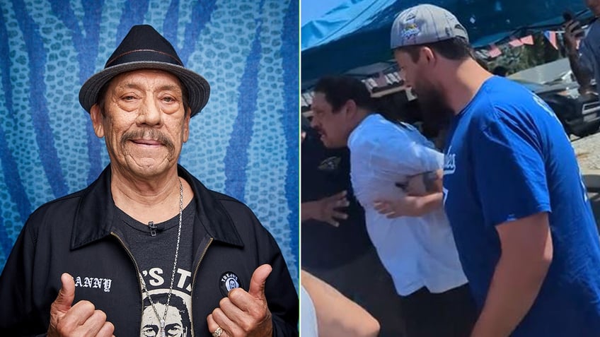 Danny Trejo split with photo of actor in a brawl