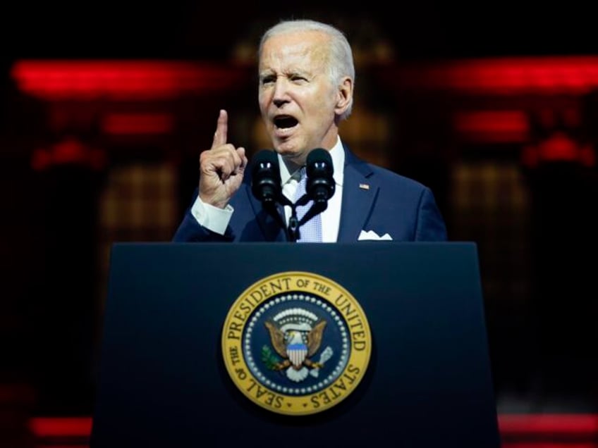 President Joe Biden speaks outside Independence Hall, Thursday, Sept. 1, 2022, in Philadel