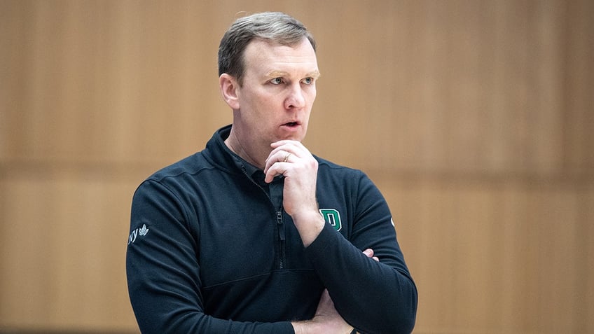 Dartmouth head coach David McLaughlin looks on