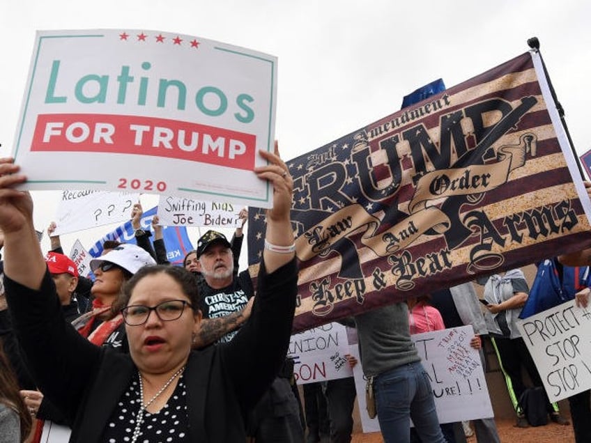 Supporters of President Donald Trump protest outside the Clark County Election Department