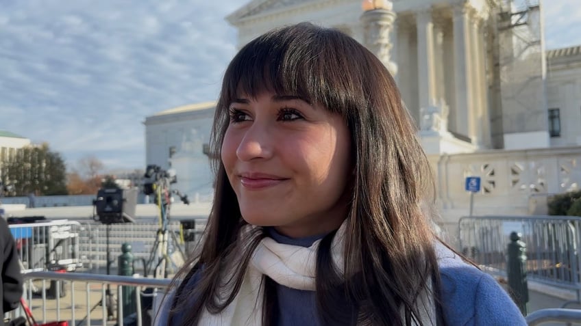 Detransitioner and activist Chloe Cole outside the Supreme Court building during oral arguments in the Skrmetti vs. U.S. case on Dec. 4, 2024. 