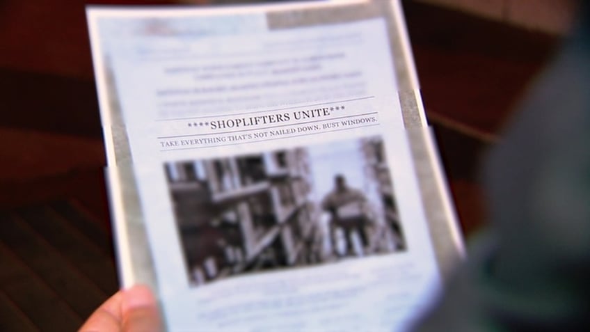 DC flyer on shoplifting, partially blurred