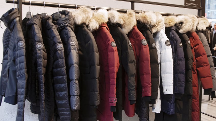 Jackets hanging on a rack