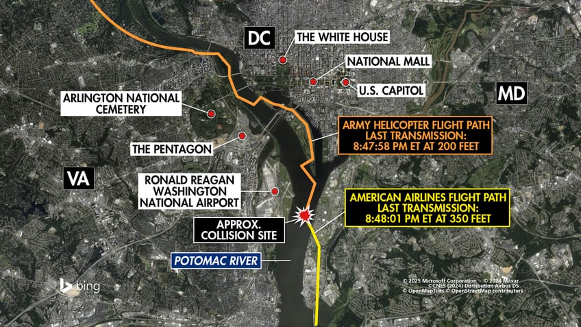 Jan. 29 D.C. plane-helicopter collision map.