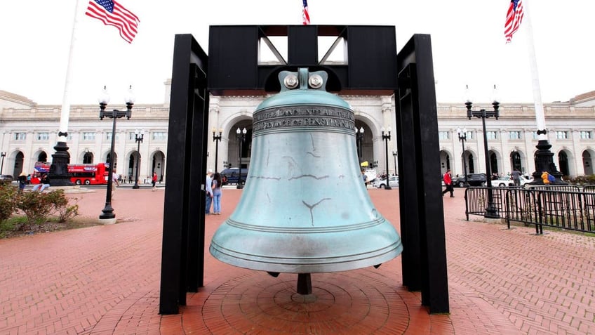 Bell with American flags