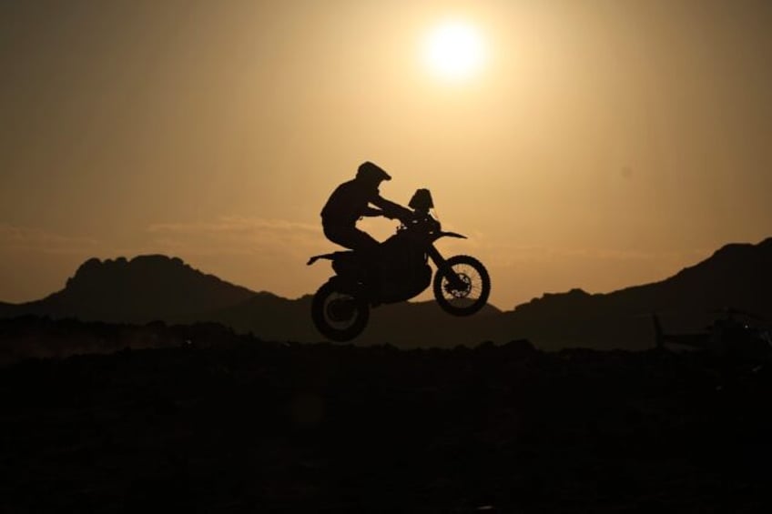 A rider competes on Saturday's Dakar Rally sixth stage