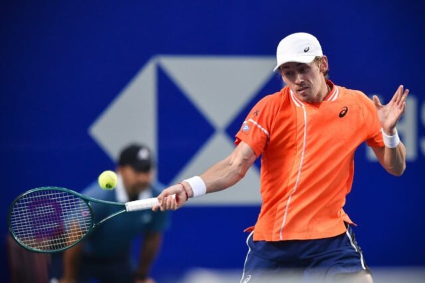 Australia's Alex De Minaur on the way to a quarter-final victory over Greece's Stefanos Ts