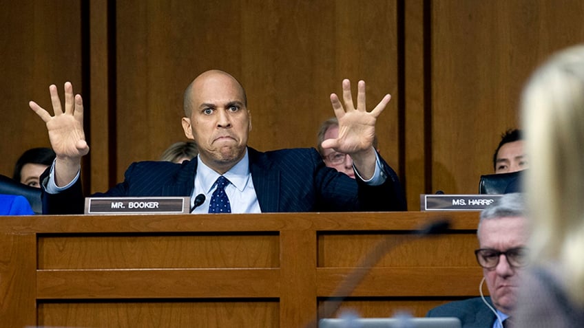 Sen. Cory Booker D-N.J., questions Homeland Security Secretary Kirstjen Nielsen during a hearing before the Senate Judiciary Committee on Capitol Hill, Tuesday, Jan. 16, 2018, in Washington. ( AP Photo/Jose Luis Magana)