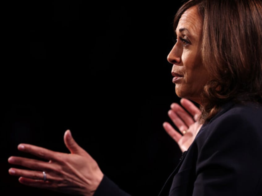 Senator Kamala Harris, Democratic vice presidential nominee, speaks during the U.S. vice p