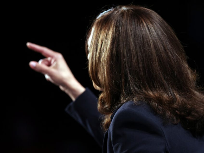 Democratic vice presidential candidate Sen. Kamala Harris, D-Calif., speaks during the vic