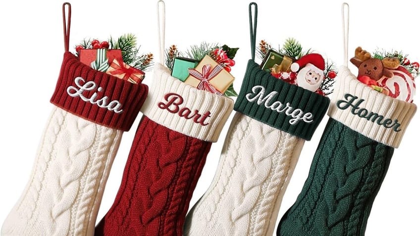 A customizable knitted Christmas stocking set is a great, personalized touch for your family.