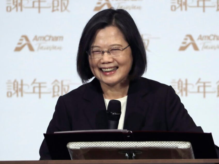 FILE - Taiwan President Tsai Ing-wen delivers a speech during the 2024 Hsieh Nien Fan annu