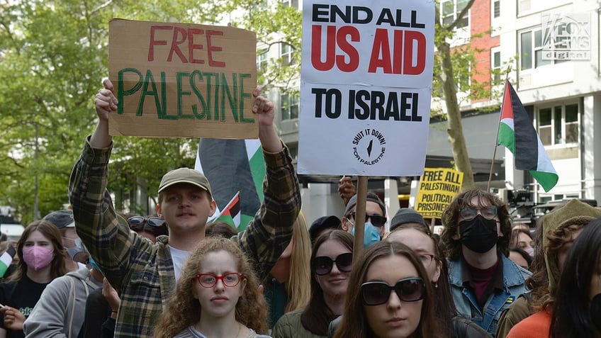 Anti-Israel protesters rally outside of New York University’s campus