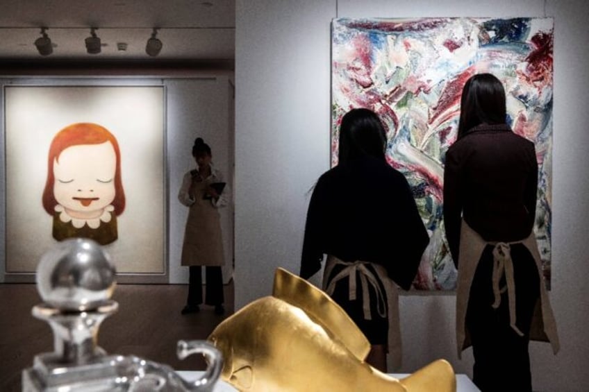 Art is displayed at a new, two-storey Sotheby's space in Hong Kong, where three of the wor