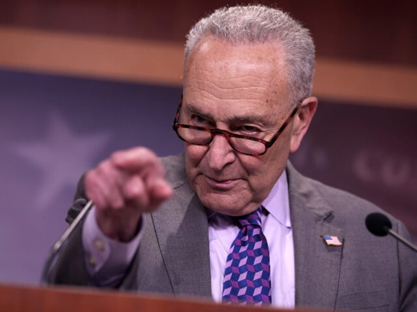 U.S. Senate Minority Leader Charles Schumer (D-NY) speaks at a press conference at the U.S