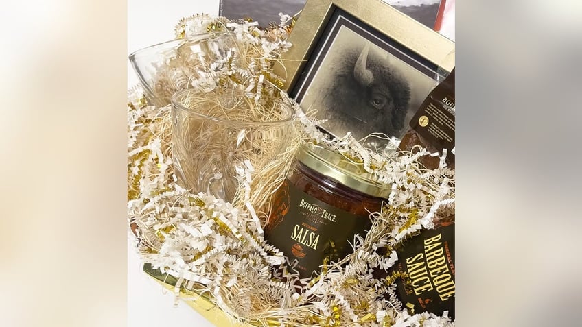 This Kentucky Woods Buffalo Trace Bourbon gift basket at Goldbelly will appease his love for the popular liquor.