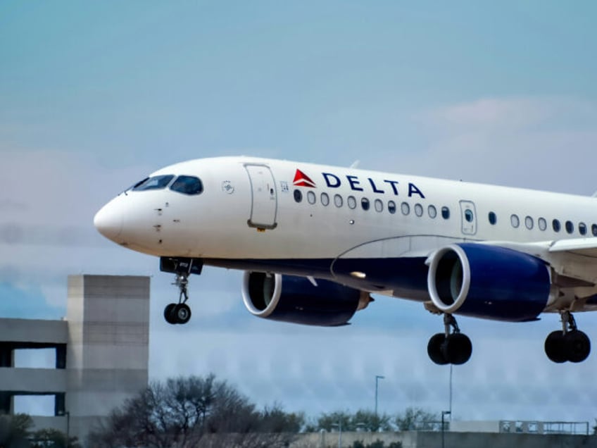 An airplane prepares to land