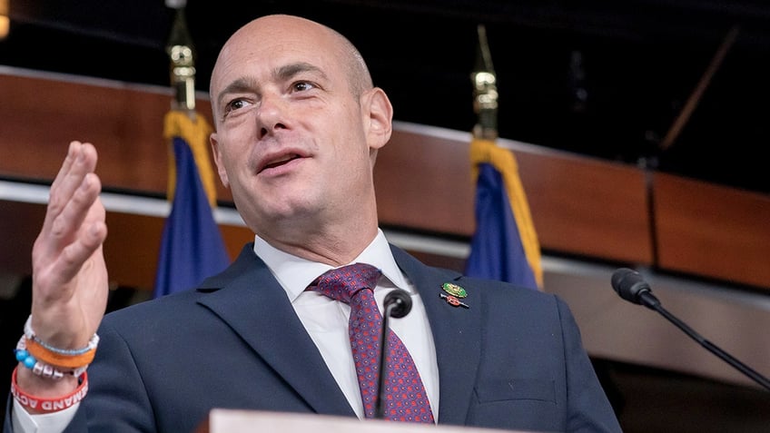 Representative Greg Landsman, a Democrat from Ohio, speaks during a news conference to announce the Rail Act at the U.S. Capitol in Washington, DC, on Thursday, March 30, 2023.