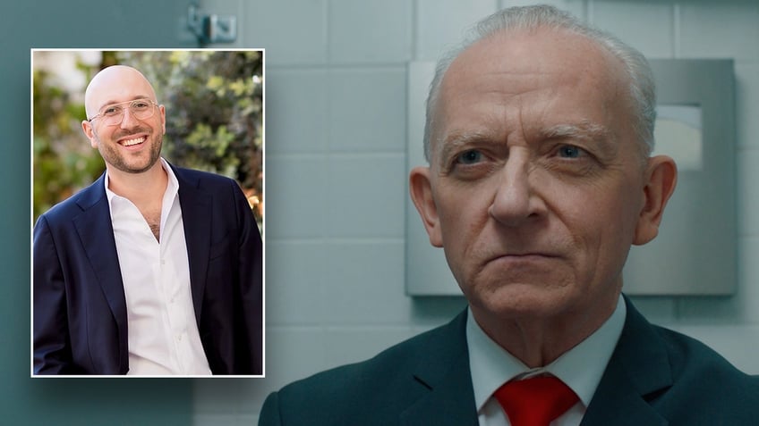 Democratic strategist Joe Jacobson and "Your Republican Congressman" character from Democratic ad.