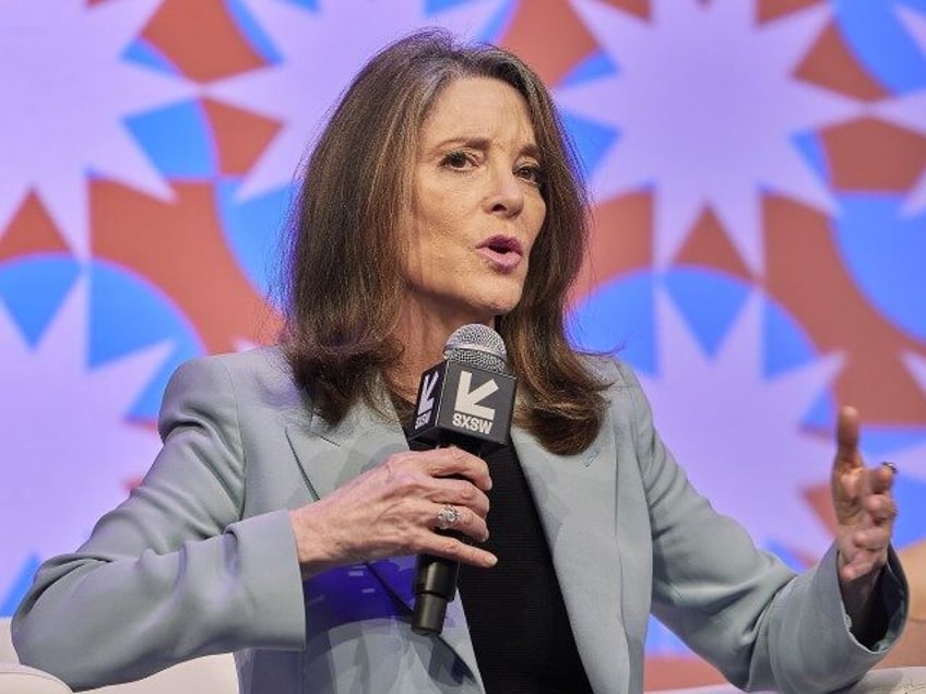 Marianne Williamson speaks onstage at Guerrilla Tactics & Asymmetric Political Activis