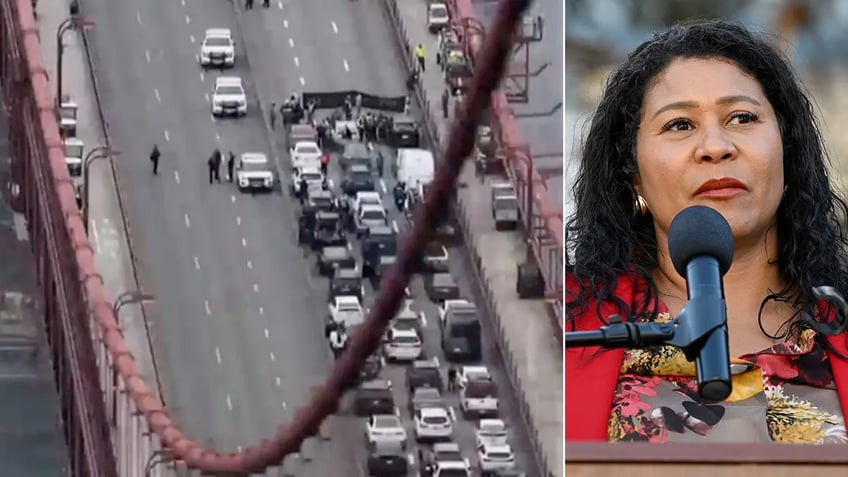 Protesters blocked the Golden Gate Bridge while San Francisco Mayor London Breed was in China this week to increase tourism and boost San Francisco businesses