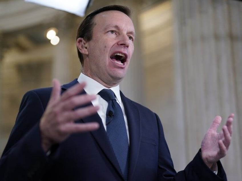 Sen. Chris Murphy, D-Ct., speaks during a morning television interview, Wednesday, May 25,