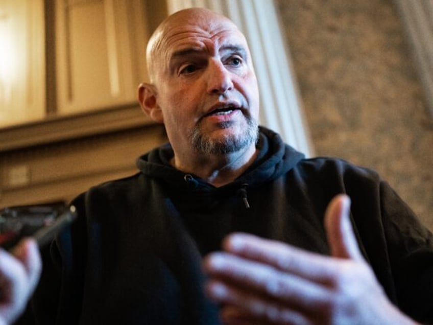 UNITED STATES - APRIL 23: Sen. John Fetterman, D-Pa., is seen in the U.S. Capitol before t