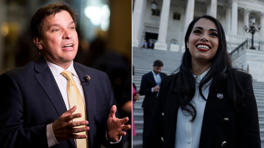 Rep. Vicente Gonzalez, left, and former Rep Mayra Flores, right.