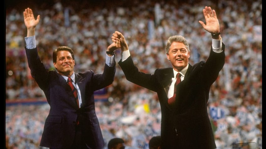 Al Gore and Bill Clinton at the DNC in 1992