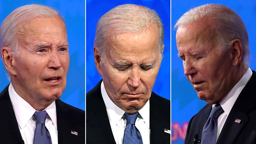 Three shots of Biden during the debate