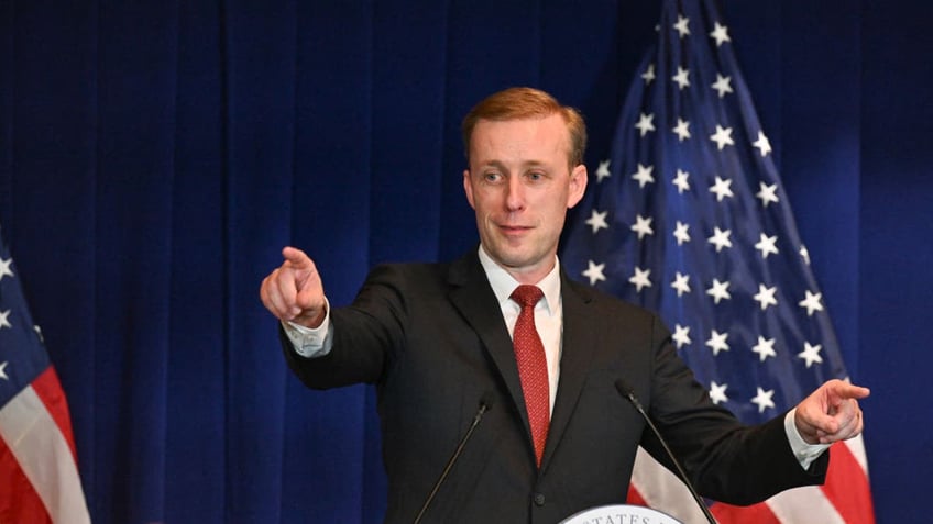 National security adviser Jake Sullivan gestures