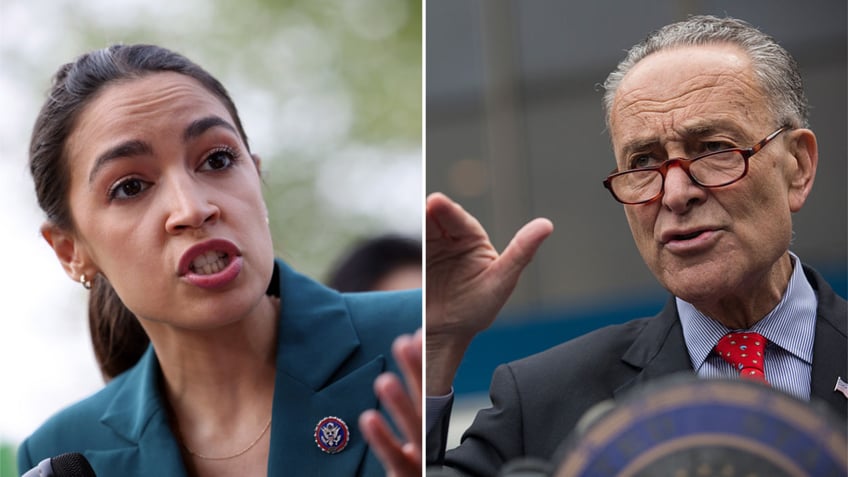 Rep. Alexandria Ocasio-Cortez and Senate Minority Leader Chuck Schumer (Getty Images)