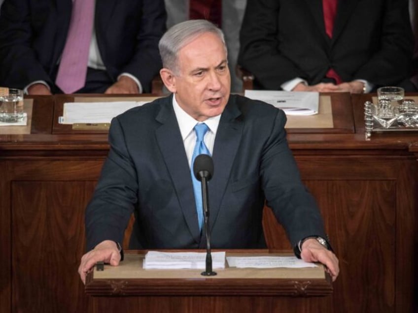 Israeli Prime Minister Benjamin Netanyahu addresses the US Congress at the United States C