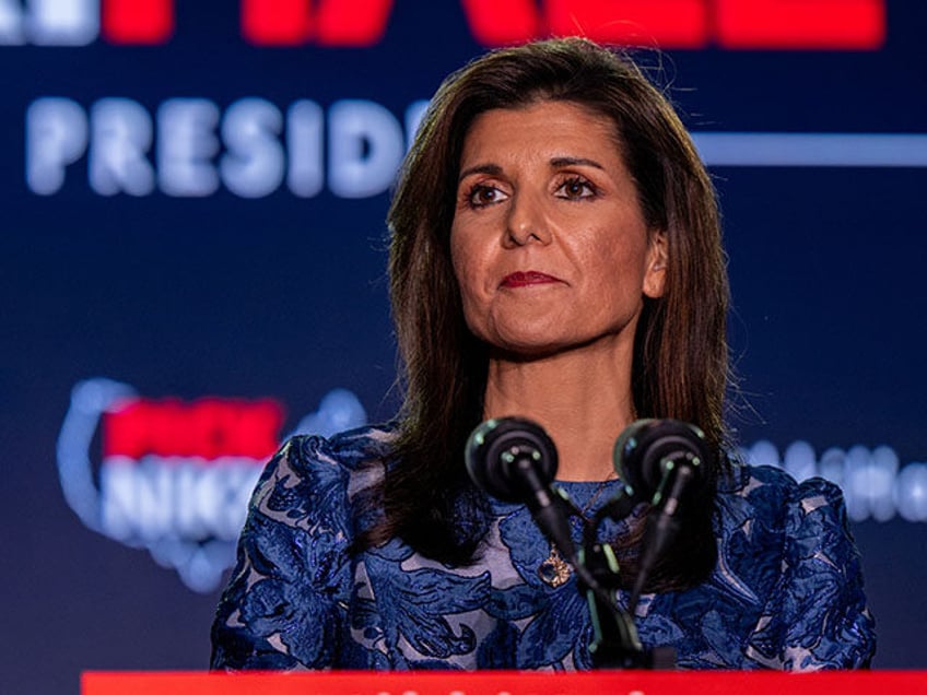 Republican presidential candidate, former U.N. Ambassador Nikki Haley delivers remarks at her primary-night rally at the Grappone Conference Center on January 23, 2024 in Concord, New Hampshire. New Hampshire voters cast their ballots in their state's primary election today. With Florida Gov. Ron DeSantis dropping out of the race Sunday, …