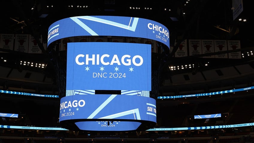 DNC Chicago 2024 branding on screen