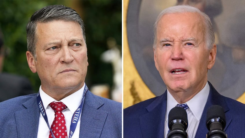 left: Rep. Ronny Jackson; right: President Biden