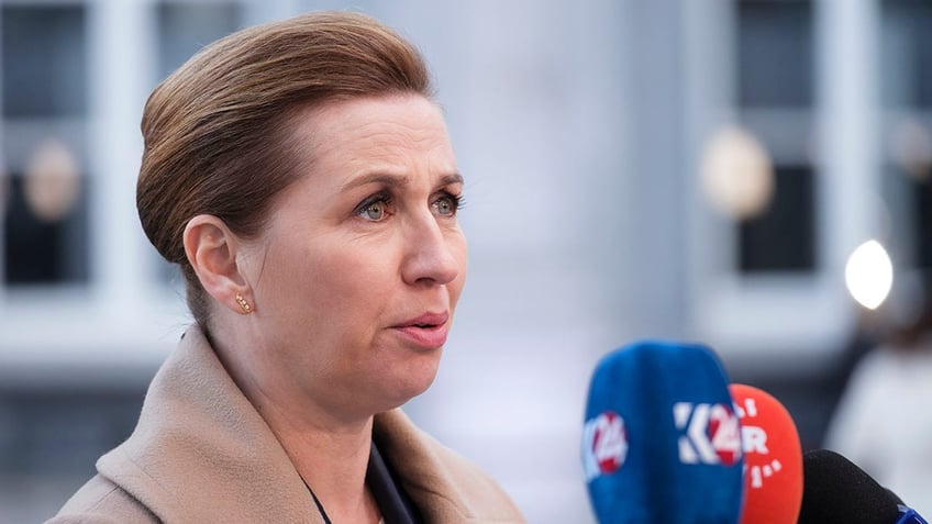 Frederiksen speaks to reporters in Brussels