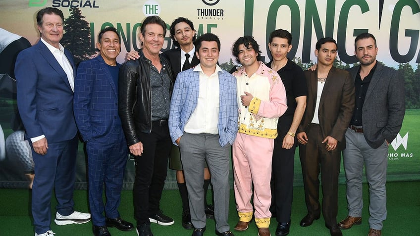 Brett Cullen, Oscar Nunez, Dennis Quaid, Gregory Diaz IV, Jose Julian, Miguel Angel Garcia, Christian Gallegos and director Julio Quintana on the red carpet