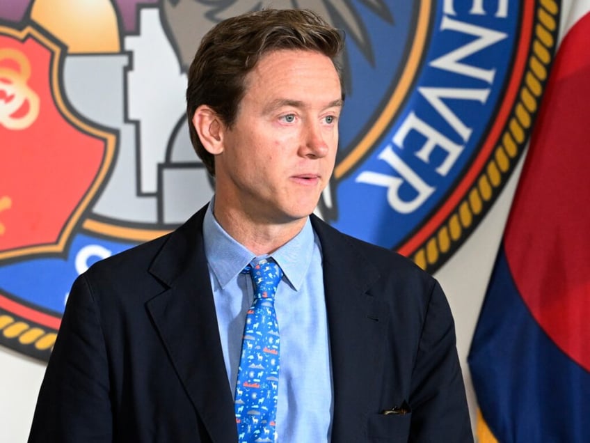 DENVER, COLORADO - JULY 25: Mayor Mike Johnston give an update on the City and County of Denver’s State of Emergency on homelessness on July 25, 2023 in Denver, Colorado. Mayor Johnston spoke to the media in his office in the Denver City and County Building. (Photo by RJ Sangosti/The Denver Post)