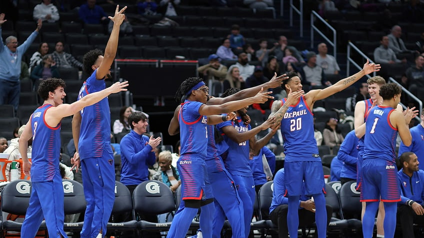 DePaul players celebrate